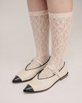 Calcetín beige encaje - Largo