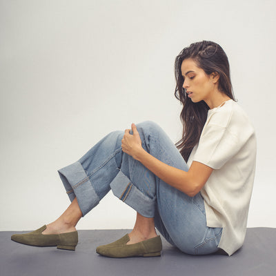 500 mocasín gamuza musgo